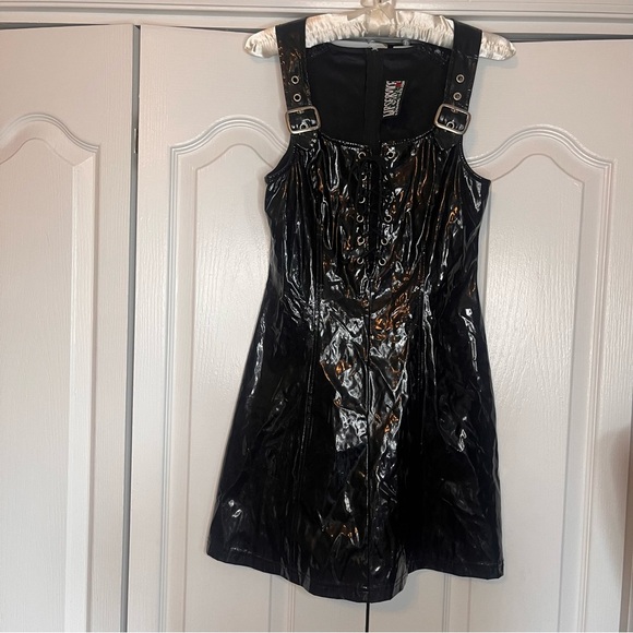 Vintage Lip Service Black Polyurethane Mini Dress Sz S Punk Goth Dark Vamp Rock - Picture 4 of 8